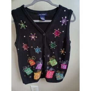 SML Design Christmas Vest‎ Sleeveless Holiday Gifts Snowflakes Presents Small